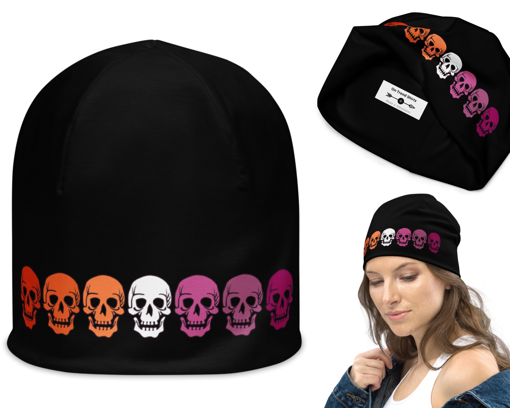 Lesbian Skulls Beanie Hat Gothic 