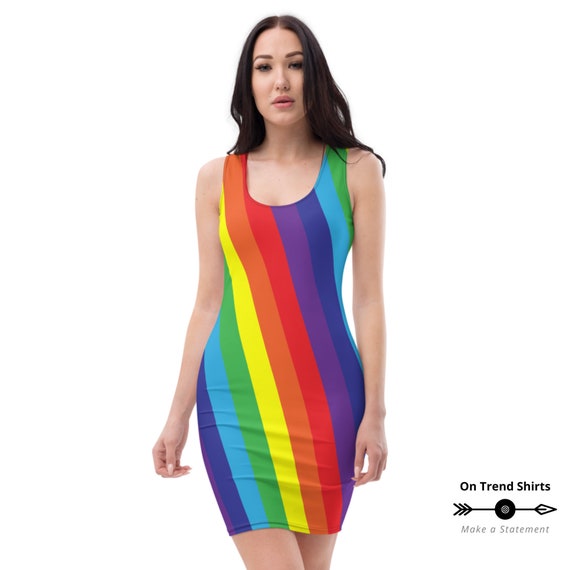 Rainbow Pride Dress, Rainbow Dress, Bodycon Dress, Rainbow Clothes, Rainbow  Flag, Pencil Dress, Gay Pride, Queer Pride, Fitted Dress, LGBTQ 