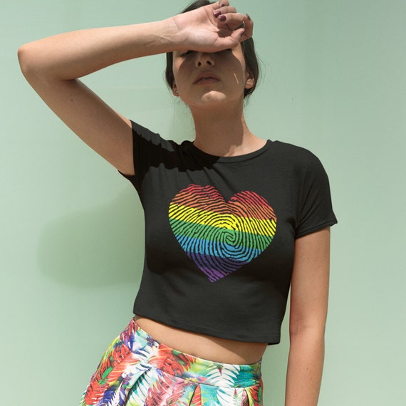 Rainbow Heart Shirt Pride Crop Top Gay Pride Shirt LGBT Pride