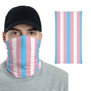 Transgender Flag Neck Gaiter, Transgender Bandana, Trans Pride Mask, Trans Pride Flag Neck Tube, Trans Flag Tube Scarf, MTF FTM, Trans Gift