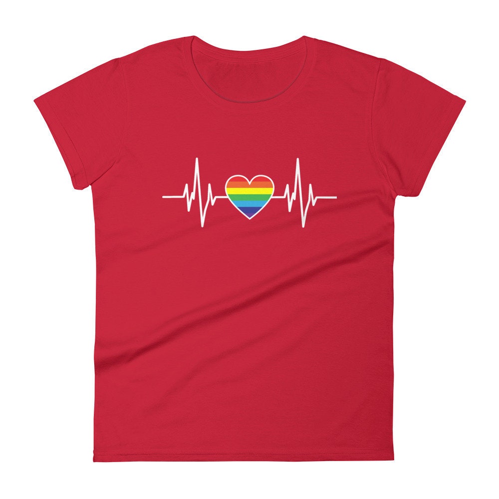 Rainbow Flag Heart Tee EKG Heartbeat LGBT Shirt Gay Pride | Etsy