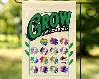 12x18 Pride Garden Flag, floral LGBTQIA Yard Flag, Pride Flag Garden Sign, Safe Space Pride Ally Garden Flag, LGBT Garden Decor Daisies