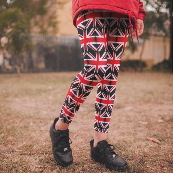 Union Jack Flag Leggings, Distressed British Flag Pants, UK Flag