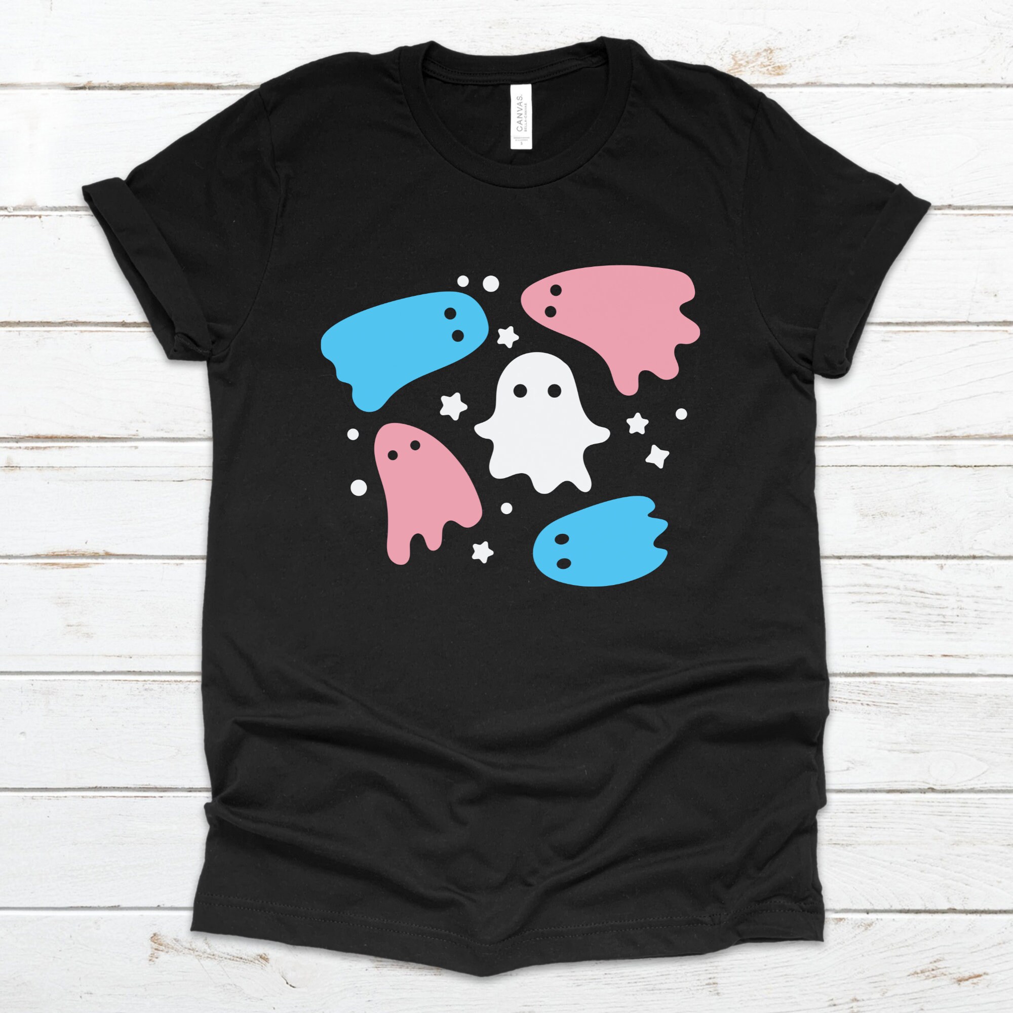 Transviolet Merch Subtle Transgender Ghost Shirt, Trans Halloween Shirt, Trans Flag ...