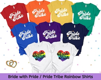 LGBT Bachelorette, Rainbow Pride Tribe, Lesbian Bachelorette Party Shirts, retro Gay Bridal Shower, Two Brides T Shirt, Lesbian Wedding Gift