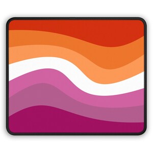 Lesbian Flag Gaming Mouse Pad, Lesbian Pride Flag Colors Aesthetic Mousepad, Home Office Desk Accessories, Computer Mousemat Work Desk Decor