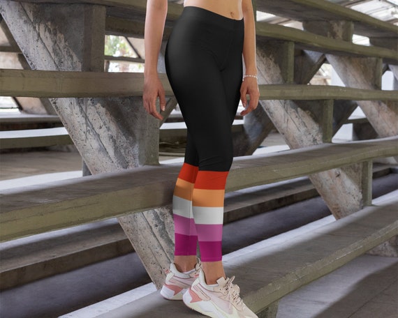 Black Community Lesbian Flag Leggings, Lesbian Pride Leggings