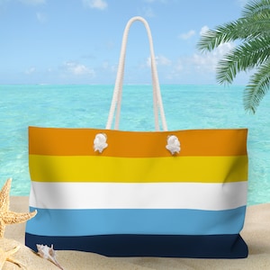 Aroace Sunset Flag Weekender Bag, Aro Ace Flag Beach Bag, Arocace Pride Tote Bag, Aro-Ace Overnight Bag, Aromantic Asexual Travel Bag Gift
