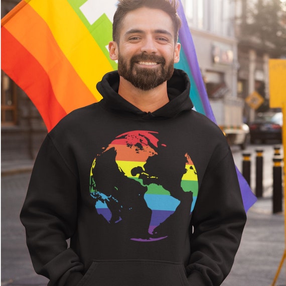 Gay Pride Hoodie, Rainbow Hoodie, Gay Hoodie, Pride Parade Outfit, Queer Pride Rainbow Flag, LGBT Hoodie, Rainbow Sweater, LGBT Flag World