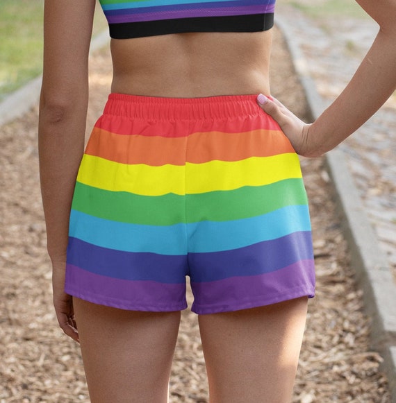 Cute Gay Pride Shorts, Sexy Rainbow Shorts, Rainbow Flag Booty