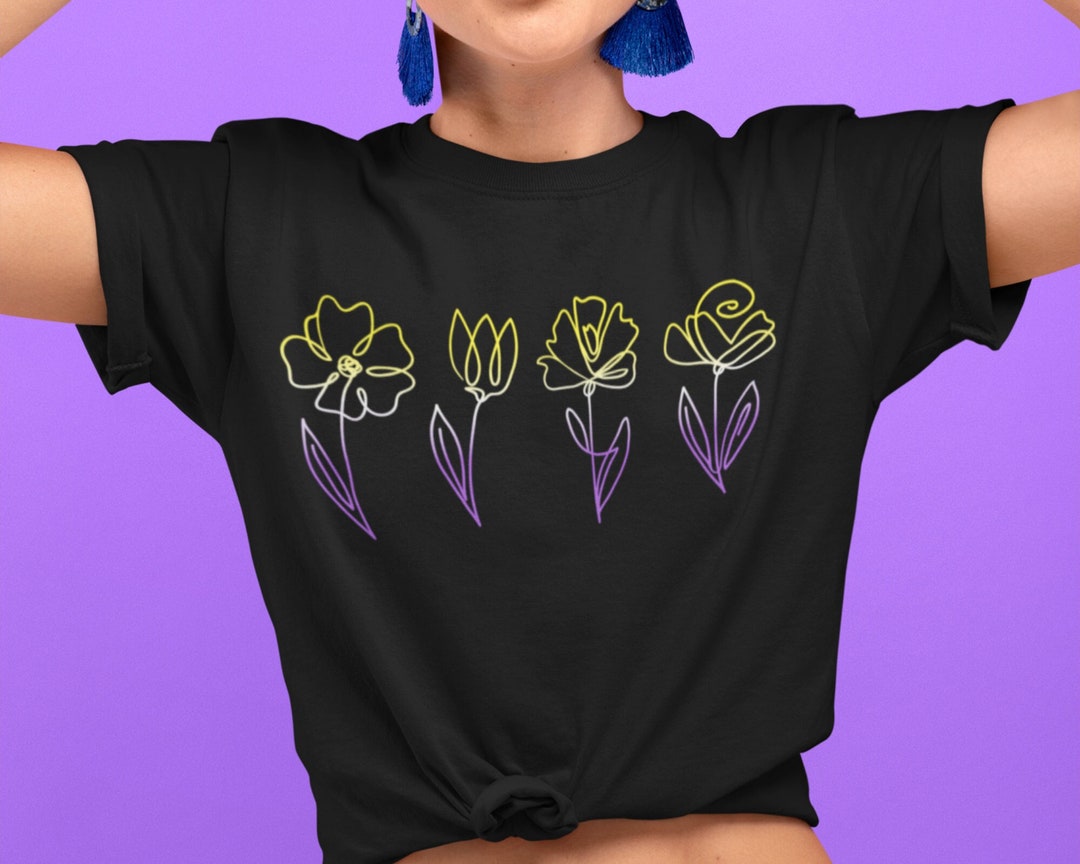 S - 5XL Subtle Nonbinary Flower Shirt, Floral NB Pride Tshirt, Discreet ...