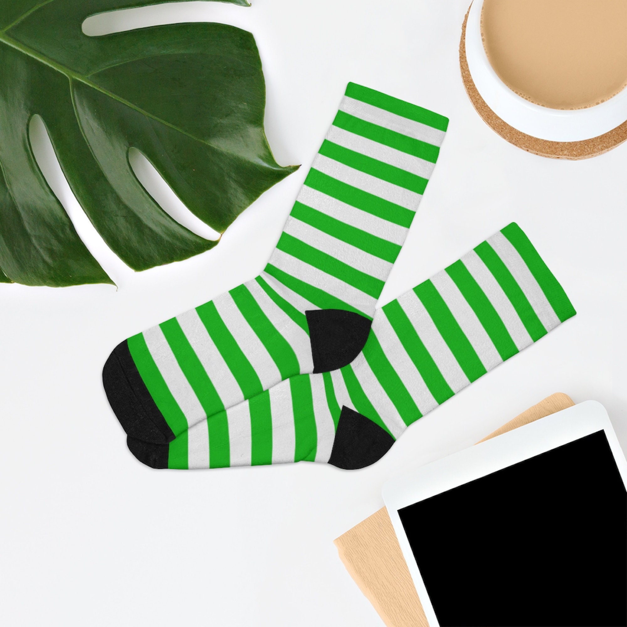 Leprechaun Socks Green White Striped Socks St Patricks Day - Etsy