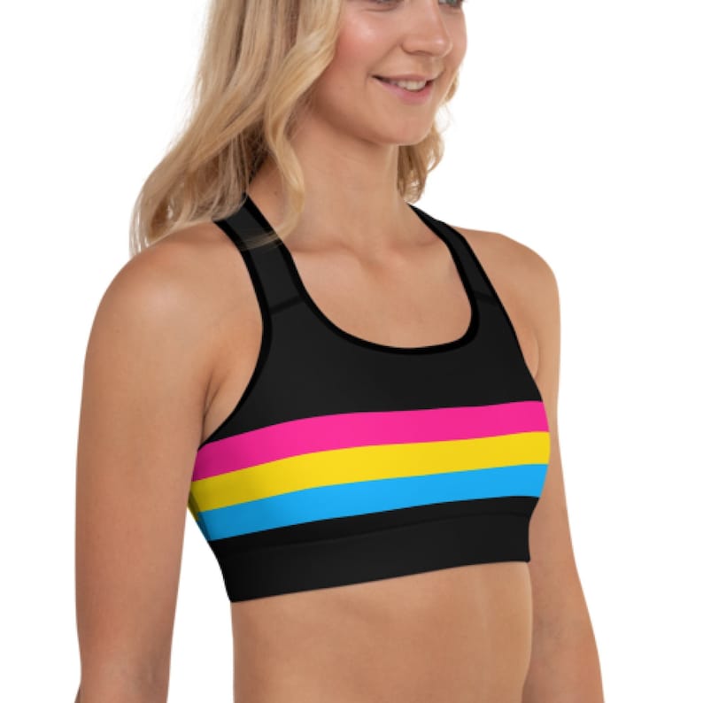 Pansexual Flag Activewear Pansexual Sports Bra Pan Pride Flag LGBTQ+ Pride Festival Top Pansexual Pride Training Bra Pan Pride Yoga Bra