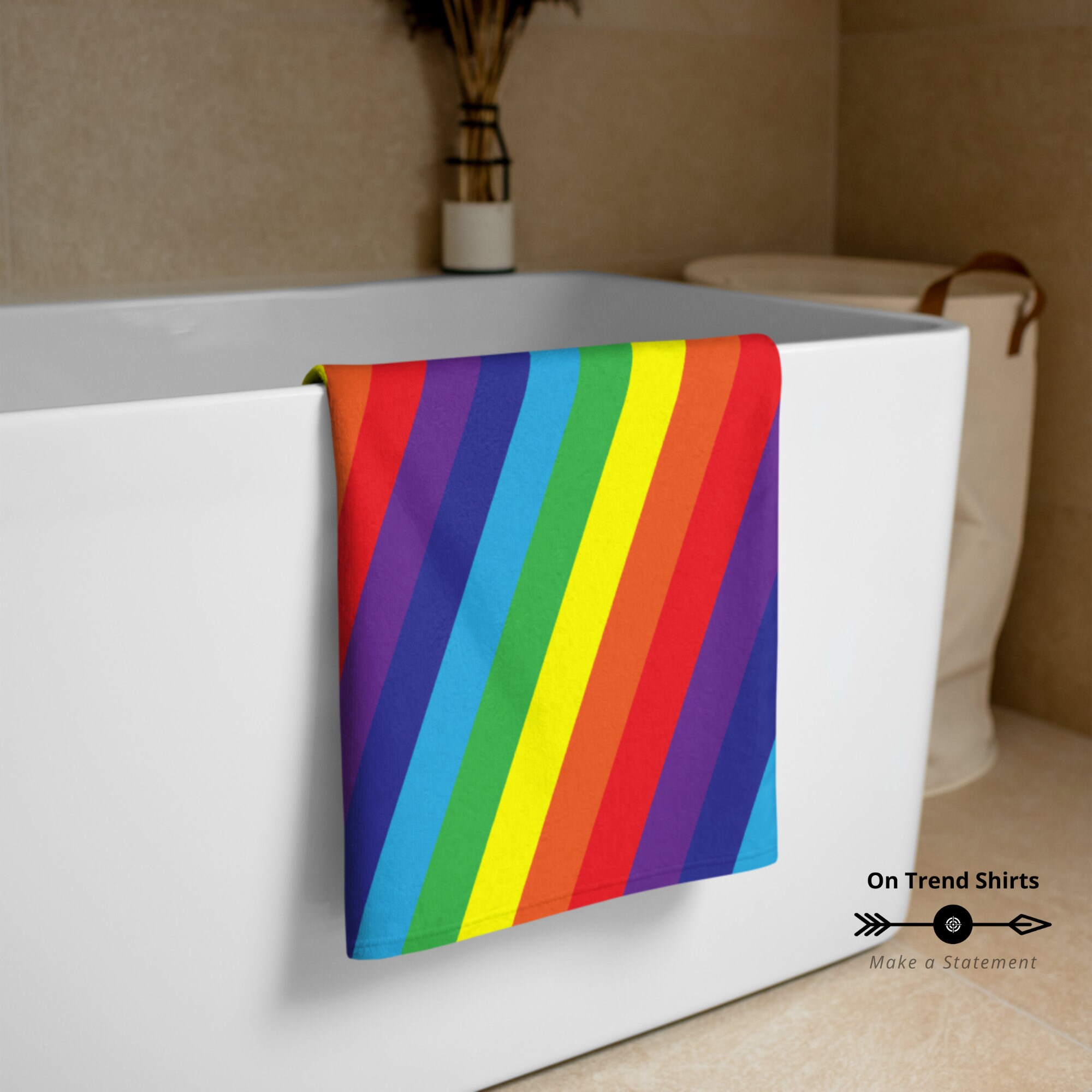 Rainbow Beach Towel Rainbow Flag Towel Printed Towel Etsy