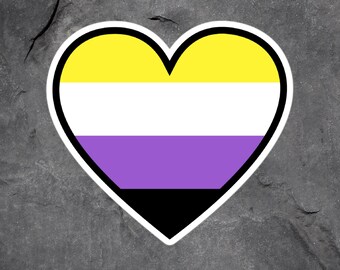 Nonbinary Sticker, Non Binary Pride Stickers, Nonbinary Flag Aesthetic Stickers, Best Friend Gift, Genderqueer Stickers Laptop, Enby