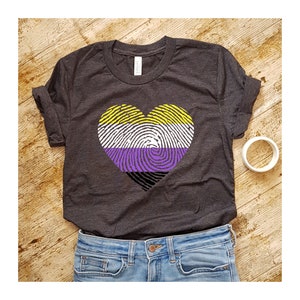 Non Binary Heart Shirt, Nonbinary Shirt, Nonbinary Flag, NB Shirt, Enby, Non Binary Pride, Agender, Genderqueer, LGBTQIA, LGBT Clothing,