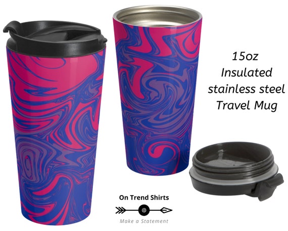Bisexual Travel Mug, insulated stainless steel Travel Cup, Bi Pride Coffee Mug with Lid, Bisexual Coffee Cup, Bisexual Pride Tumbler Cups