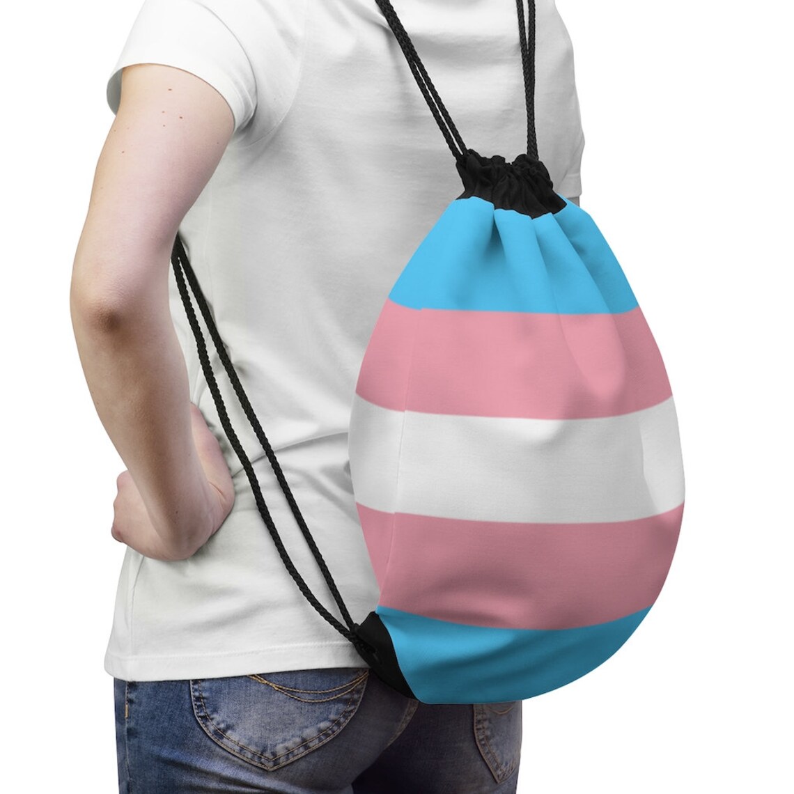 thumbnail interactive-video image 1 of Henbrandt Pride Drawstring Backpack – Rainbow Colourful Festival Bag – 30x40cm 1 of 4