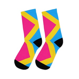 Pansexual Socks, one size, abstract geometric pattern Pan Flag Socks, Pansexual Pride Accessories, Pan Pride Socks, Pan Pride Flag Socks