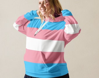 Transgender Flag Hoodie, Trans Pride Sweatshirt, Transgender Clothing, Genderqueer Sweater, LGBT Queer Pride Aesthetic Clothing