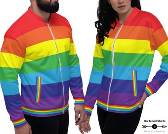 Rainbow Flag Jacket, Gay Pride Jacket, lightweight Bomber Jacket, Rainbow Jacket, LGBT Pride Wear, Pride Flag Clothes, Pride Outfit Idea