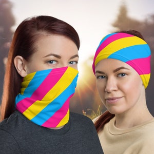 Pansexual Neck Gaiter, Pansexual Pride Head Scarf, Pan Pride Headband, Pansexual Scarf, Pansexual Flag Tube Scarf, Pansexual Bandana