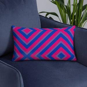 Bi Pride Pillow, 20x12 rectangular Pillow for Sofa, Bed or Couch, Bisexual Flag Aesthetic Room Decor, LGBT Pillow, Bisexual Pride Home Gift