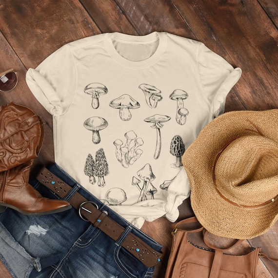 Vintage Mushroom Shirt, Mycologist Gift, Mycology Shirt, Retro Mushroom Illustration T Shirt, Mushroom Art Tee, Fungi Mushroom Hunters Shirt