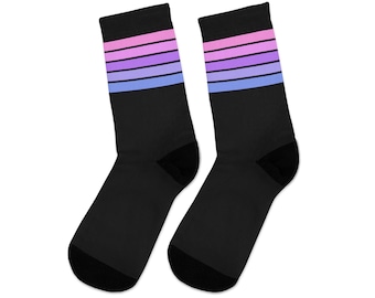 Bisexual Socks, Pastel Bi Pride Flag Socks, Bi Pride Clothing, Bi Flag Socks, Bisexual Pride Socks, Bisexual Flag Socks, Crew Socks One Size