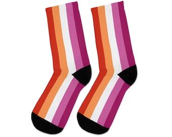 Community Lesbian Socks, one size, Lesbian Pride Socks, orange Lesbian Flag Socks, Lesbian Gift, LGBT Accessories, Lesbian Pride Flag Socks