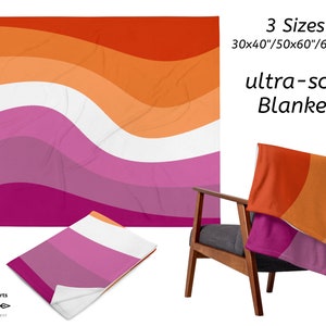 Community Lesbian Flag Blanket, Lesbian Pride Flag Throw Blanket, Lesbian Pride Home Decor, Lesbian Sunset Flag Throw for Bed, Couch, Porch