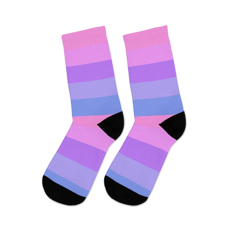 Bisexual Pride Socks, Pastel Bi Flag Socks, Bi Pride Clothing, LGBT Accessories, Unisex Printed Casual Crew Socks, One Size 