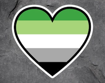 Aromantic Flag Heart Sticker, Aromantic Pride Sticker, Aro Pride Vinyl Stickers, Aro Flag Laptop Stickers, Queer Pride Aesthetic Stickers