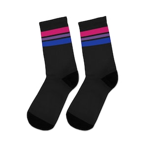 Bisexual Socks, Striped Bi Pride Flag Socks, LGBT Accessories, Unisex Printed Casual Crew Socks, One Size