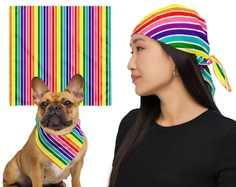 Historical 8 Stripes Pink Rainbow Flag Bandana, Gay Pride Bandana for Dogs Pets Ally, LGBT Bandana, Queer Hair Scarf, Pride Flag Head Scarf