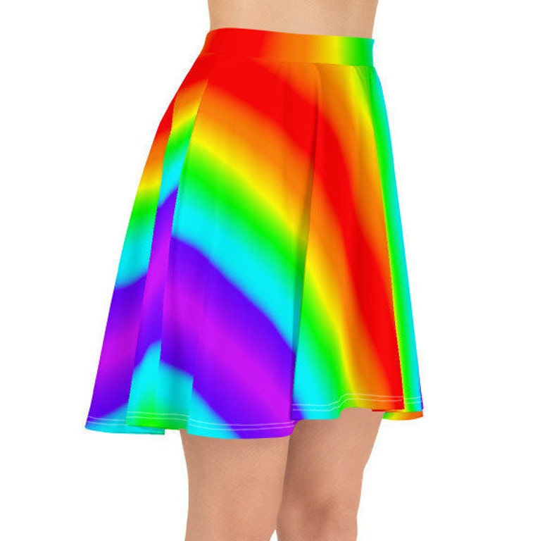 Neon Rainbow Skater Skirt Ombre Rainbow Skirt Gay Pride Etsy