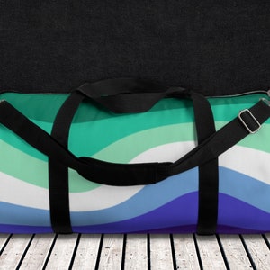 MLM Flag Duffle Bag, Gay Male Pride Gym Bag, Gay Pride Bag, MLM Pride Flag Weekender Bag, Blue Gay Flag Overnight Bag, LGBT Gay Gifts Men