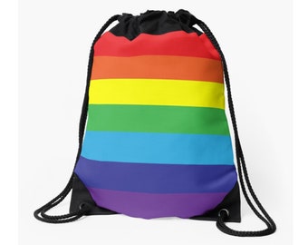 Rainbow Flag Drawstring Bag, Rainbow Pride Backpack, LGBT Pride Bag, Gay Pride Rucksack, LGBT Pride Flag, Queer Pride Accessories, Gay Gift