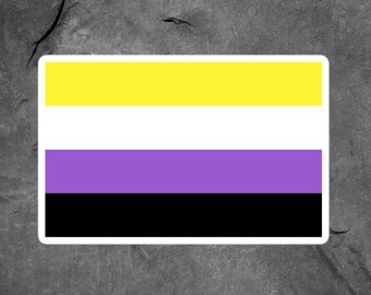 Nonbinary Flag Sticker, Nonbinary Sticker, Non Binary Pride Laptop Stickers, Nonbinary Pride Vinyl Stickers, Enby Aesthetic Stickers LGBTQIA