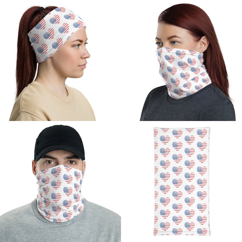 Independence Day Accessories American Flag Balaclava USA Flag Heart Neck Gaiter 4th of July Scarf American Bandana Love USA Tube Scarf