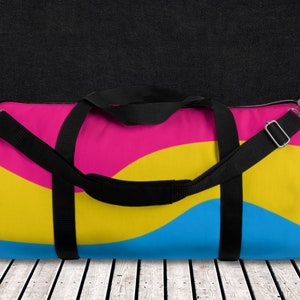 Pansexual Flag Duffle Bag, Pansexual Pride Bag, soft large Sports Bag, Pan Pride Gym Bag, Pan Flag Weekender Travel Bag, Pan Pride Merch
