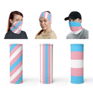 Transgender Tube Scarf, Trans Pride Bandana Tube, Trans Flag Neck Gaiter, Transgender Pride Headband, Trans Pride Flag Neck Warmer Mask