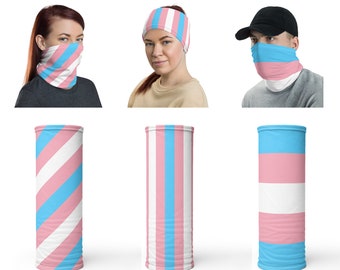 Transgender Tube Scarf, Trans Pride Bandana Tube, Trans Flag Neck Gaiter, Transgender Pride Headband, Trans Pride Flag Neck Warmer Mask