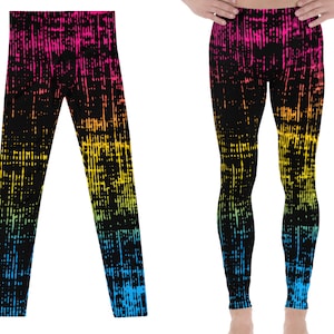 Grunge Pansexual Mens Leggings, distressed Pansexual Pride Leggings, Pan Pride Festival Leggings, Pansexual Flag Meggings, Pan Flag Tights