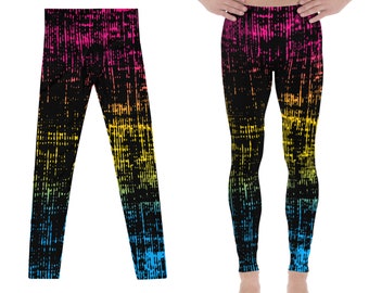 Grunge Pansexual Mens Leggings, distressed Pansexual Pride Leggings, Pan Pride Festival Leggings, Pansexual Flag Meggings, Pan Flag Tights