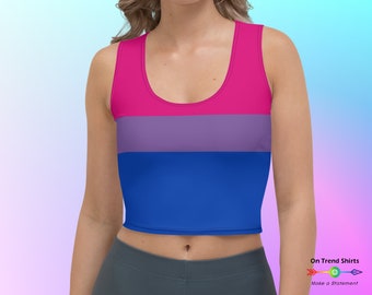 Bi Flag Crop Top, cropped Bisexual Pride Tank Top, Bisexual Flag Aesthetic Clothing, Bi Pride Parade Outfit, LGBT Queer Pride Month Apparel