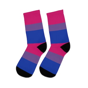 Bisexual Pride Flag Socks, Bi Pride Socks, LGBT Accessories, Unisex Printed Casual Crew Socks, One Size