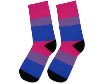 Bisexual Pride Flag Socks, Bi Pride Socks, LGBT Accessories, Unisex Printed Casual Crew Socks, One Size