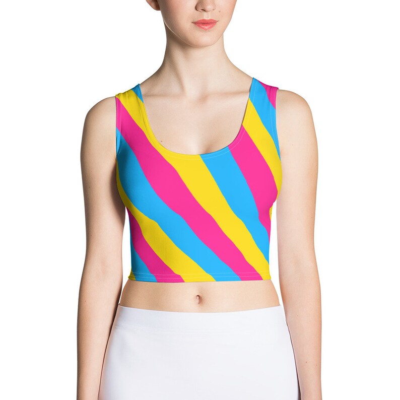 Pansexual Crop Top, Pan Flag Cropped Tank, Pan Pride Parade Outfit, LGBTQ+ Genderqueer, Queer Fashion, Festival Clothes, Fitness Gym Gear, bild 6