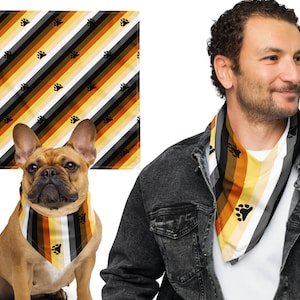 Square Bear Pride Flag Bandana, Bear Pride Bandana Scarf, Gay Bear Festival Scarf, LGBT Pride March Gay Dog Bandana, Gay Pride Accessories